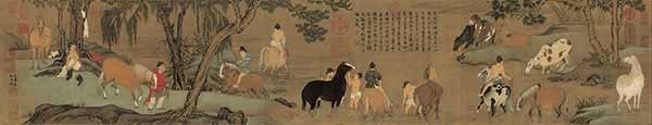 Чжао Мэнфу. Купание коней. сер. 1290х, Гугун, Пекин.
