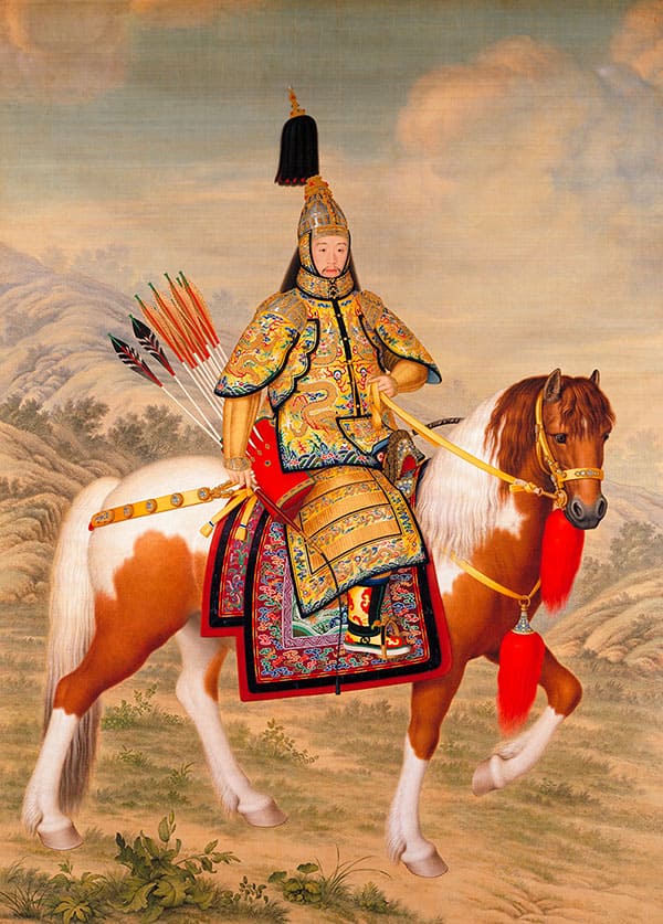 Император Цяньлун в парадных доспехах на лошади