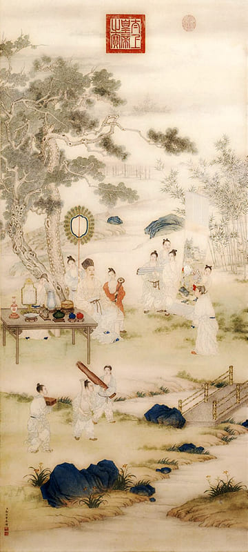 Император Цяньлун просматривает картины